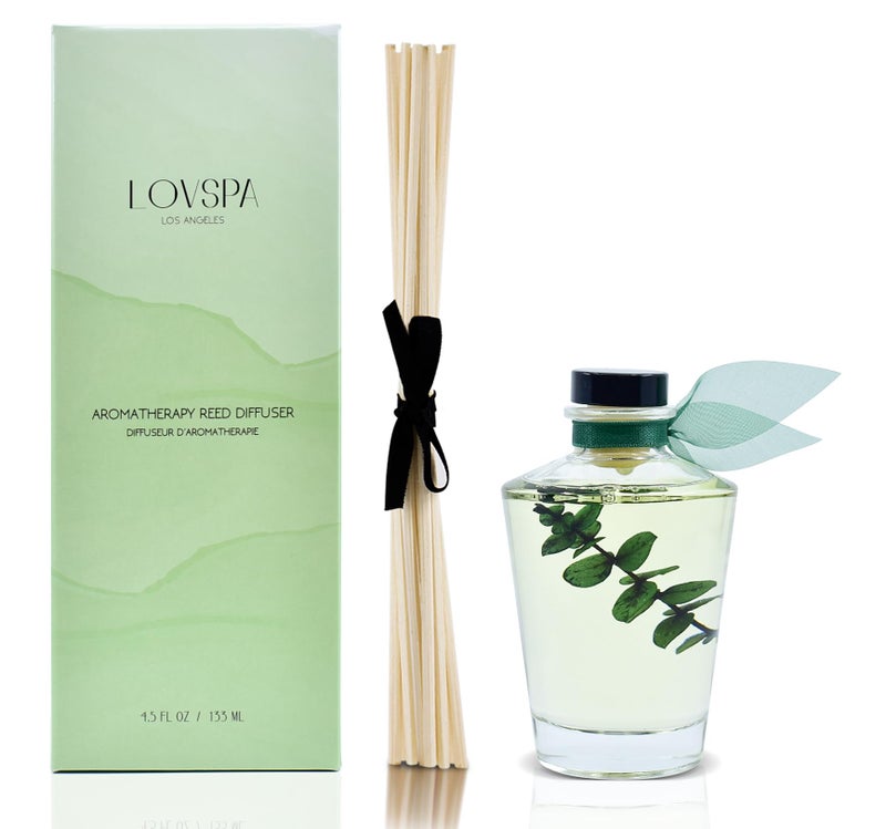 LOVSPA Reed Diffuser Set, Cleanse Eucalytpus Sage Scented Oil Diffuser with Sticks, Home Fragrance Accessories for Bathroom Shelf Decor, Aroma Diffusers for Home or Office Desk, USA Made - Image 2